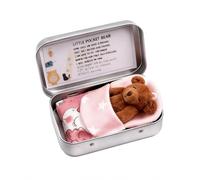 Juhuifu 1 Pcs Ours en Peluche Mini Brun dans Boîte, Ours en Peluche de Poche, Mini Teddy Bear, Décoration Douce et Confortable, pour Enfants, Cadeau d'anniversaire, Fête