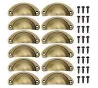 Juibao 12 Pièces Poignée de Meuble Coquille Bronze, Poignée Rétro Laiton de Demi Lune, Bouton de Meuble avec Vis pour Armoires, Tiroirs, Placards