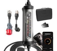 Juice Booster 3 air Basic Set, Mobile Wallbox avec App, Borne de Recharge Vehicule Electrique 11kw Triphasé, Chargeur EV avec Cable T2, avec Adaptateur CEE16 Rouge 3 Phases + EU Schuko