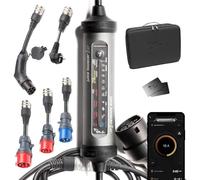 Juice Booster 3 air Traveller Plus Set, Mobile Wallbox avec App, Borne de Recharge Vehicule Electrique 11kw Triphasé, Chargeur EV avec Cable T2, avec 3 Adaptateurs CEE 32/16 + EU Schuko + Type 2