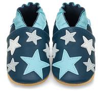 Juicy Bumbles Chausson Cuir Bébé Garcon Chaussons Cuir Souple Bébé Etoiles Bleues 6-12 Mois