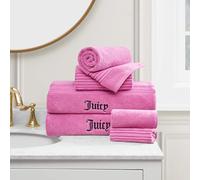 Juicy Couture Alyssa Lot de 6 Serviettes de Bain luxueuses - (2) Serviettes de Bain, (2) essuie-Mains et (2) débarbouillettes - Ensemble de Serviettes de Bain de qualité supérieure Rose Vif