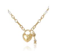 Juicy Couture Collier avec cadenas en forme de cœur avec pierres transparentes de 45,7 cm + 5,1 cm