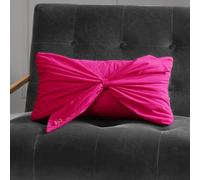 Juicy Couture Coussin rectangulaire Double Face - Accent décoratif - pour Salon et Chambre à Coucher - 25 x 46 cm - Nœud en Velours - Rose Vif