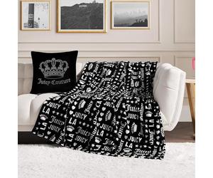 Juicy Couture - Couverture | Couronne Royal | Peluche et confortable | Couvertures décoratives pour canapés, chaises et lits | Luxueuse et douce | Décoration d'intérieur chic | Mesure 127 x 177,8 cm |