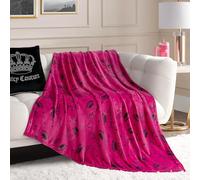 Juicy Couture Couverture Luxueuse pour canapé - 127 x 177,8 cm - Couverture pelucheuse et Confortable - Couvertures décoratives pour canapés, jetés pour chaises et Lits - Rose Vif
