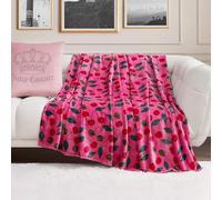 Juicy Couture Couverture surdimensionnée en Peluche, 152,4 x 177,8 cm, guépard Cerise, Rose Vif