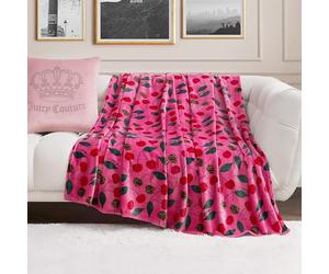 Juicy Couture Couverture surdimensionnée en Peluche, 152,4 x 177,8 cm, guépard Cerise, Rose Vif