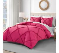 Juicy Couture Diamond Parure de lit réversible 3 pièces à Volants Lavable en Machine pour très Grand lit - Rose Vif