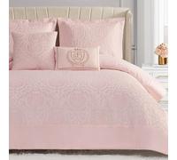 Juicy Couture Dovona Parure de lit 5 pièces Comprenant 1 Couette, 2 taies d'oreiller et 2 oreillers décoratifs, Infroissable et Anti-Boulochage, Queen, Rose pâle
