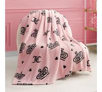 Juicy Couture Élégante Couverture en Peluche Crown Diamond 127 x 177 cm, Rose - couvertures décoratives pour canapés, Plaids pour chaises et Lits