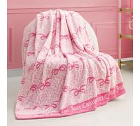 Juicy Couture Iconic Leopard Bows Couverture en Peluche avec nœuds Rose 127 x 177,8 cm - Couvertures décoratives pour canapés, jetés pour chaises et Lits