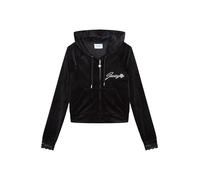 Juicy Couture Lace Madison Hoodie Kapuzensweatjacke, Sweatjacke mit Kapuze und Reißverschluss aus Velour in Verschiedenen Farben Sweatshirt à Capuche, Noir, M Femme