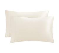 Juicy Couture Lot de 2 taies d'oreiller en Satin pour Cheveux et Peau, Ivoire pour très Grand lit, Housses de Coussin rafraîchissantes en Satin Soyeux avec Fermeture à Rabat