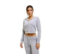 Juicy Couture Madison Hoodie Kapuzensweatjacke, Sweatjacke mit Kapuze und Reißverschluss aus Velour in Verschiedenen Farben Sweatshirt à Capuche, Silver Marl, L Femme