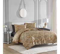 Juicy Couture Parure de lit 2 pièces réversible en Satin avec Motif léopard - Lavable en Machine - Literie réversible à imprimé Animal - Lit Simple/lit Simple XL