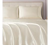 Juicy Couture Parure de lit 4 pièces en Satin, lit Double, Blanc