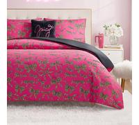 Juicy Couture Parure de lit 4 pièces réversible en Peluche avec nœuds de guépard et Oreiller décoratif pour lit Double/Grand lit