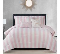 Juicy Couture Parure de lit en Polyester, Rayure Cabana Rose cornouiller Rose/Blanc, Grand lit/lit Double