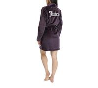 Juicy Couture Peignoir à col châle en peluche super douce pour femme, Noir fumé, Small-medium