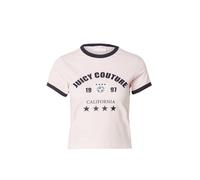 Juicy Couture T-shirt 'The Arched Football Ringer' rose pastel / noir / blanc, Taille L