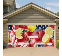Juicy Summer Fruits Couverture de porte de garage vintage Rouge Grande bannière de garage Décorations vives pour intérieur et extérieur 400 x 180 cm