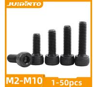 JUIDINTO 1-50pcs vis à tête creuse hexagonale 12.9 vis Allen en acier au carbone M2 M2.5 M3 M4 M5 M6 M8 M10 boulon à vis à capuchon hexagonal pour vtt