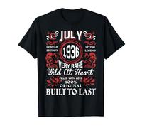 Juillet 1936 Anniversaire Vintage Étiquette Décorations Rétro Bday T-Shirt