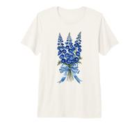 Juillet Naissance Fleur Delphinium Aquarelle Bloom T-Shirt Haut de Gamme