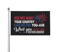 Juillet. Ne Vous Demandez Pas Ce Que Votre Pays Peut Faire Pour Vous, Demandez-Vous Ce Que Vous Pouvez Faire Pour Votre Pays. Drapeaux Avec Œillets Garden Flag Solide Drapeau De Jardin 3X5Ft