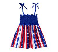 Juillet Sans Manches Imprimé Drapeau Bébé Suspendu 4. Filles pour Robe de Bébé Fille Américaine Vêtements & Jupe Enfants Filles, bleu, 18-24 mois
