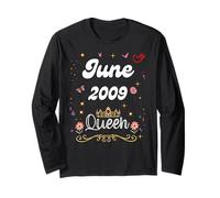 Juin 2009 Queen Since June 2009 Birthday Girl Women Manche Longue