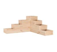 (JUIN SOLDES) Lit surélevé profond - JM - Jardinière extérieur - bac à plantes - 4 niveaux 80,5x79x36 cm bois de pin massif EU17841