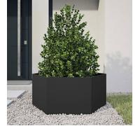 (JUIN SOLDES) Lit surélevé profond - JM - Jardinière extérieur - bac à plantes - noir hexagone 104x90x45 cm acier EU18546