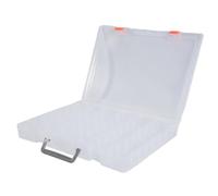 Juinrinet Boîte de Rangement Transparent 48 Grilles Verrouillables Solide | Dimensions externes 36,2 x 26,2 x 4,2 cm, couvercle à double boucle et poignée robuste garantissent un transport sûr.