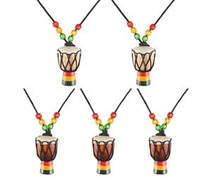 Juinrinet Djembé Éléments Musique Bois | Ensemble de 5 pièces en bois, apte à être portées comme collier ou affichées comme décor musical.