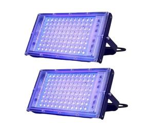 Juinrinet Lumière Noire UV 395-400nm 100W IP65 220V 2-Pack pour Intérieur | Éclairage UV pour matériaux fluorescents, large zone de couverture grâce à un réflecteur 120° et installation flexible