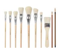 Juinrinet Pinceaux Acryliques Pour Poterie - Poils Chèvre Naturels et Bois | Fabriqués à la main avec viroles en aluminium à double sertissage, garantissant une tête solide et , Idéale.