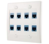 Juinrinet Plaque Murale Ethernet 8 Ports Cat6 RJ45 Façade Bleu | Compatible Cat7/Cat6/Cat5e, connecteurs 8P8C, prise trapézoïdale, basse tension sur deux groupes.