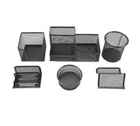 Juinrinet Porte-stylo en métal Rangement de bureau en noire 6 pièces | Parfaite pour optimiser l'espace et garder stylo, téléphone et cartes à portée de main, que ce soit à domicile ou au bureau.
