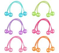 Juinte Lot de 6 paires de bandeaux à boules en acrylique pour queue de cheval, 15,2 cm, accessoires de cheveux pour filles, femmes, enfants, multicolore (12 pièces)
