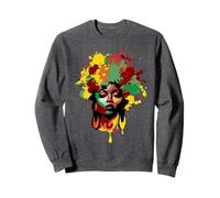 Juinteenth Femme noire Reine afro Mélanine Peinture goutte Sweatshirt
