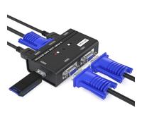 JUIR-2 Ports Vga Kvm Switch Avec 3 Hubs Usb,2 Pièces D'Ordinateurs,1 Jeu De Moniteur + Clavier + Souris + Imprimant/Disque U Avec Câbles Kvm ...