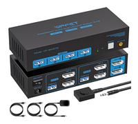 JUIR-4K144Hz Displayport Kvm Switch 2 Pc 2 Monitore 8K60Hz Usb 3.0 Kvm-Switches Für 2 Desktop Teilen Sich 2 Monitor Und 4 Usb 3.0-Anschlüsse Wie Tastaturen Mäuse Drucker Inklusive Mini Controller