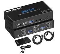 JUIR-8K Hdmi 2.1 Kvm Switch Dual Monitor Usb 3.0 2 Ports Avec Hotkey 8K 60Hz 4K 120Hz 48Gbps Hdcp2.3 Hdmi Extended Display Share 2 Pc Avec Un Clavier Mous Hdr D-Olby Vision Vrr Ir Remote Control