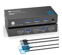 JUIR-Commutateur Kvm Hdmi 2Pc-1Moniteur,4K@60Hz,Partage Clavier/Souris/Imprimante Via Hub Usb 3.0,Controller Bureau Avec Émulation Edid,Boîtier Métal - Gaming/Bureau/Cinéma Maison (Hdmi 2 Port)