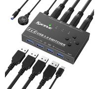 JUIR-Commutateur Usb 3.0 4 Ordinateurs,Sélecteur De Commutateur Usb 4 Ports Partageant 4 Périphériques Usb,Souris,Clavier,Scanner,Imprimante,Pc. Avec Télécommande Filaire Et 4 Câbles Usb 3.0
