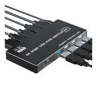 Juir-Kvm Commutateur Hdmi 2.1 Usb 3.0 Switch H Dmi Kvm 4k 120hz 8k 60hz 2 Pc Partageant 1 Moniteur Adaptateur Switch Port Hdmi 2.1 (2x1) + Usb 3.0 (2x1) + Usb 2.0 (3 Sortie) Pour Xbox Ps5/4 Pro