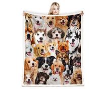 Juirnost Couverture imprimée de Chien - Cadeau Amusant pour Les Amoureux des Chiens Mignons sur Le thème des Chiots - Cadeau pour Filles et Femmes - Couverture en Peluche Super Douce - 127 x 152,4 cm