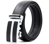 JUJNTNT Ceinture en cuir véritable pour homme, boucle automatique en métal, de luxe, décontractée (105 cm, noir)
